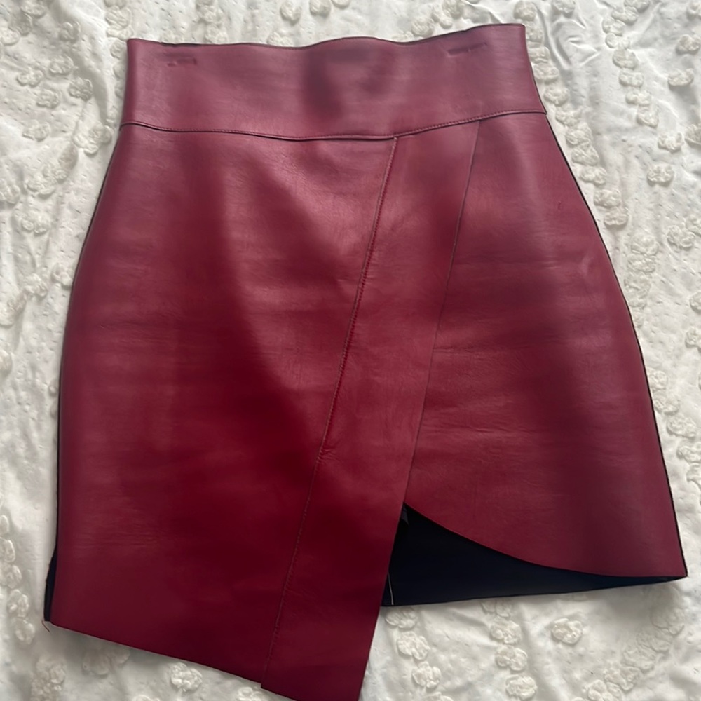 Red leather skirt gently worn